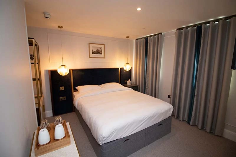 Warm and Inviting Hotel Room with In-Room Tea Setup